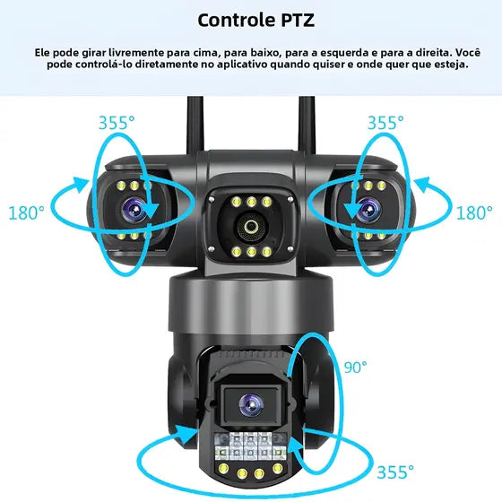 Câmera de Segurança DTK170 WiFi 4G com Zoom 10X e Lente Tripla de 12MP