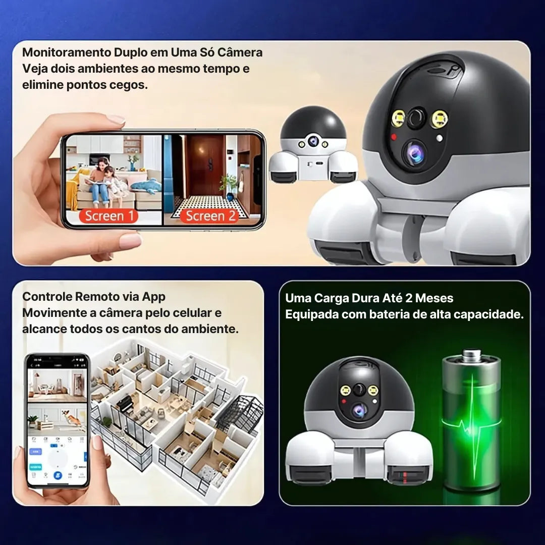 Câmera De Segurança SeC24 Wi-Fi Com Lente Dupla E Visão Panorâmica 360° Para Pets | Innova Fácil