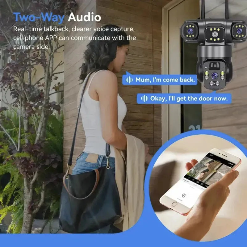Câmera de Segurança DTK175 WiFi 4G com Zoom 10X e Lente Tripla de 12MP Com Placa Solar
