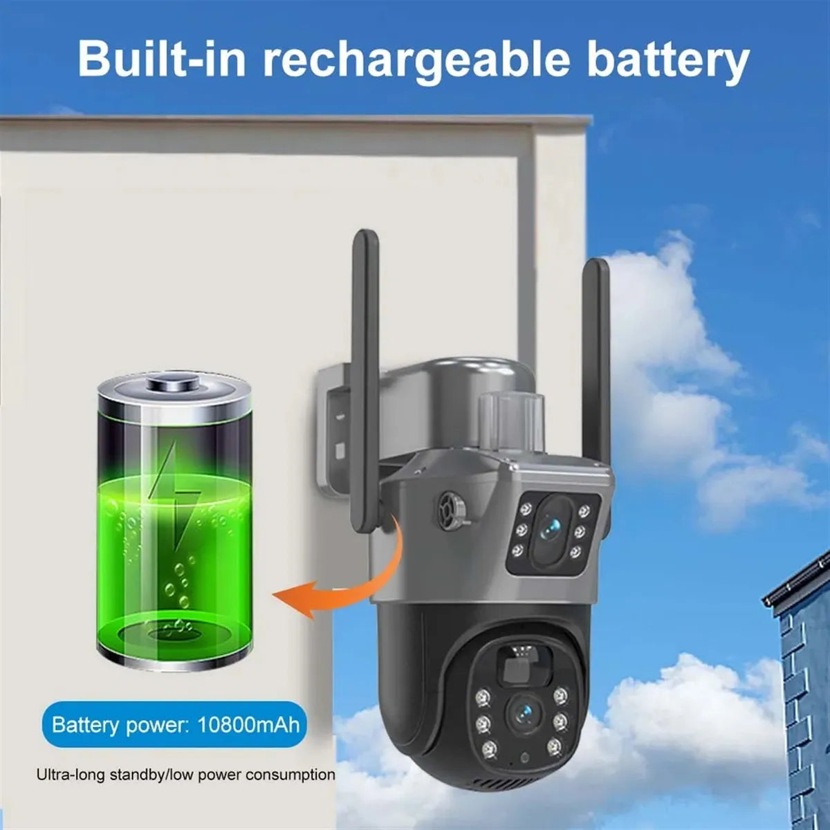 Câmera de Segurança DTK433 8mp WiFi 5G - Gravação em 4k com Painel Solar