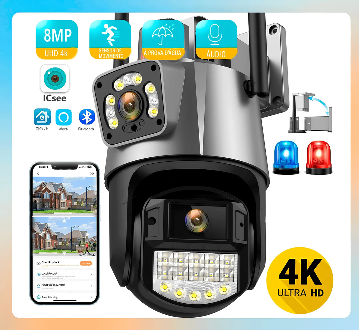 Câmera de Segurança Modern Sentinel 4K: A Experiência Mais Clara, Segura e Elegante em Vigilância Residencial!