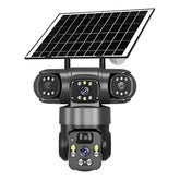 Câmera de Segurança DTK175 WiFi 4G com Zoom 10X e Lente Tripla de 12MP Com Placa Solar