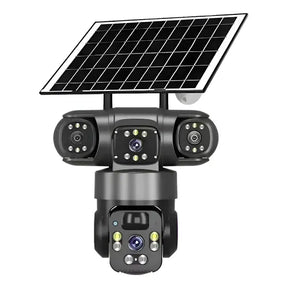 Câmera de Segurança DTK175 WiFi 4G com Zoom 10X e Lente Tripla de 12MP Com Placa Solar