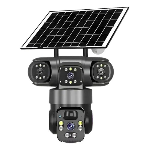 Câmera de Segurança DTK175 WiFi 4G com Zoom 10X e Lente Tripla de 12MP Com Placa Solar